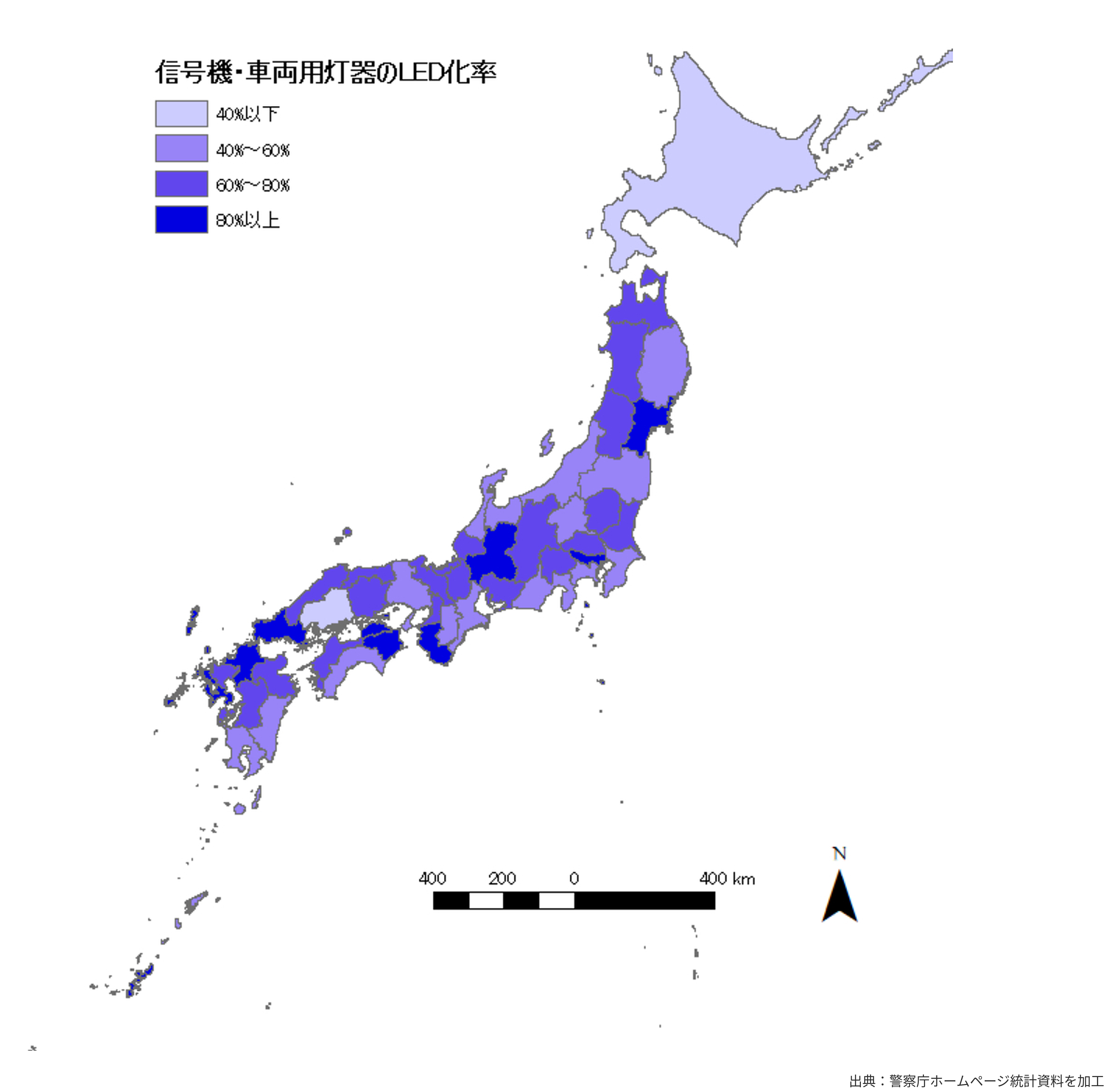 車両用信号機のLED化率